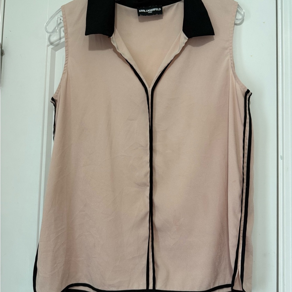 Karl Lagerfeld Women's Blouse - Cream with Black Trim